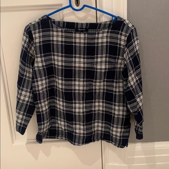 Madewell navy plaid shirt - Picture 1 of 4